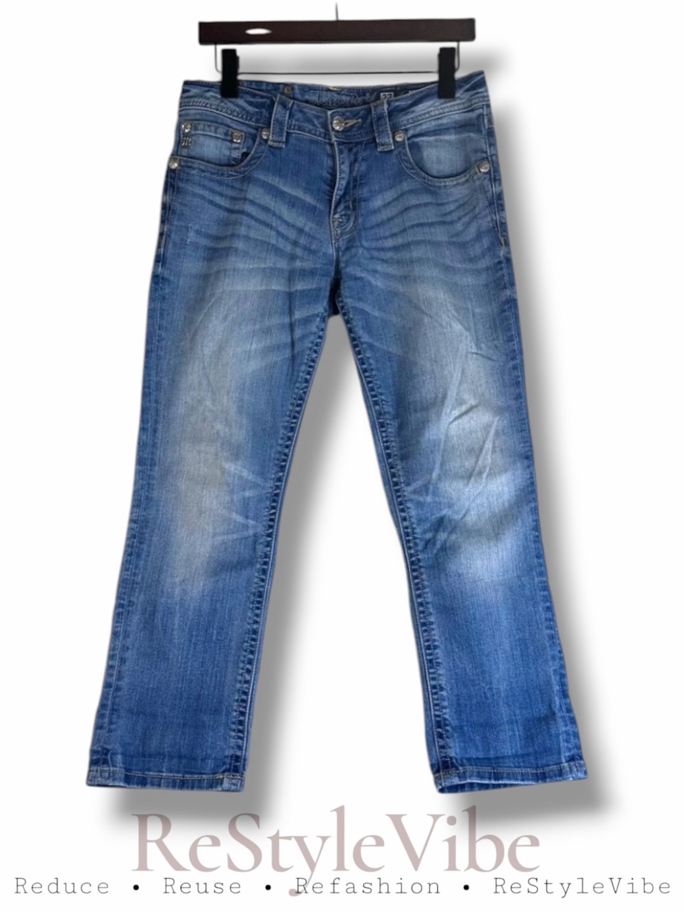 MISS ME Women’s Size 27 Denim Jeans Capri Boyfriend Style Fit Stretch Crop Mid